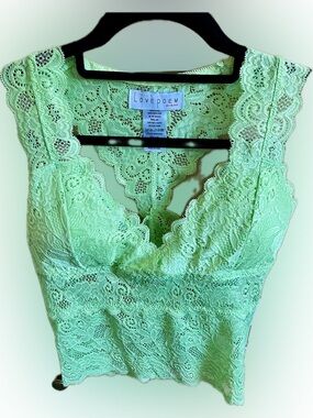 Lovepoem Lace Bralette Crop Top in Mint Green